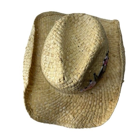 Women's Embroidered Natural Straw Cowbody Hat - Picture 7 of 12